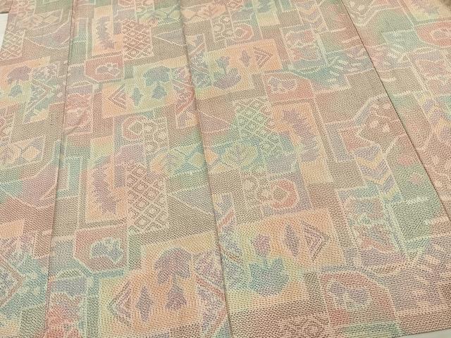 平和屋着物▽お召 単衣 色紙重ね文 正絹 逸品 AAAV8444fy