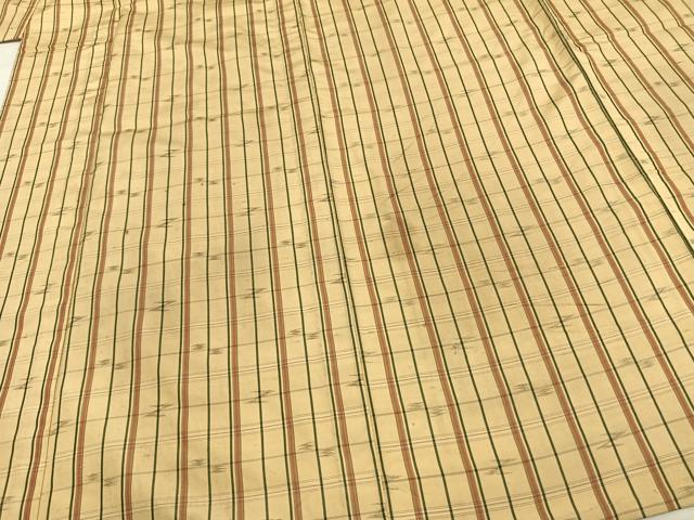 平和屋着物▽上質な紬 単衣 縞 正絹 逸品 AAAV8446fy
