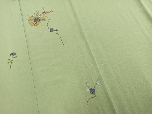 平和屋着物▽訪問着 単衣 駒刺繍 雪輪枝花文 金彩 正絹 逸品 AAAV8453fy