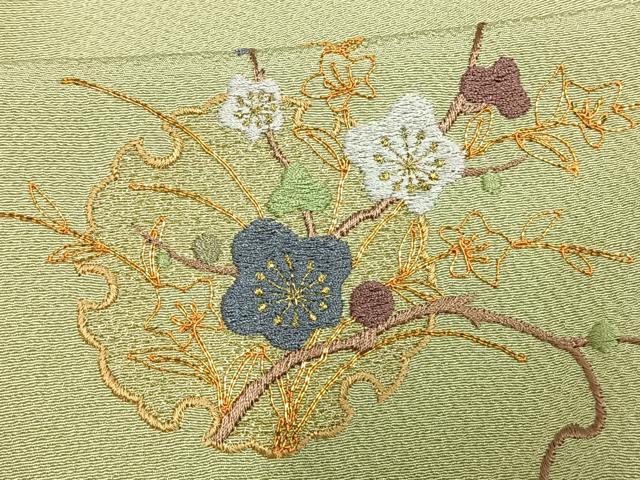 平和屋着物▽訪問着 単衣 駒刺繍 雪輪枝花文 金彩 正絹 逸品 AAAV8453fy
