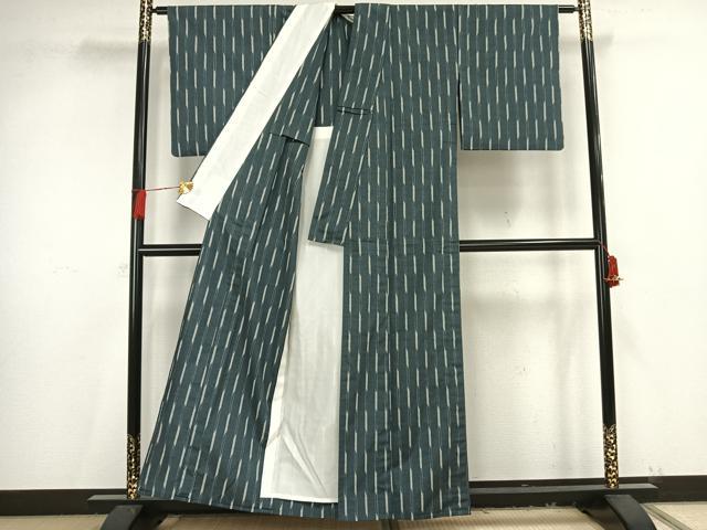 平和屋着物▽上質な紬 単衣 縞 正絹 逸品 AAAV8454fy