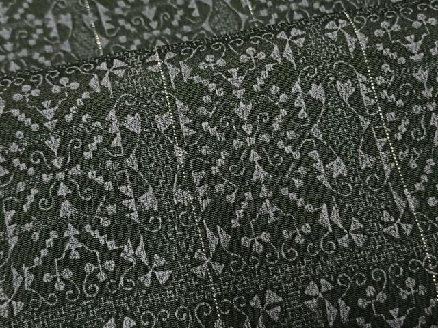 平和屋着物▽上質な小紋 単衣 幾何学文様 銀彩 正絹 逸品 AAAV8472fy