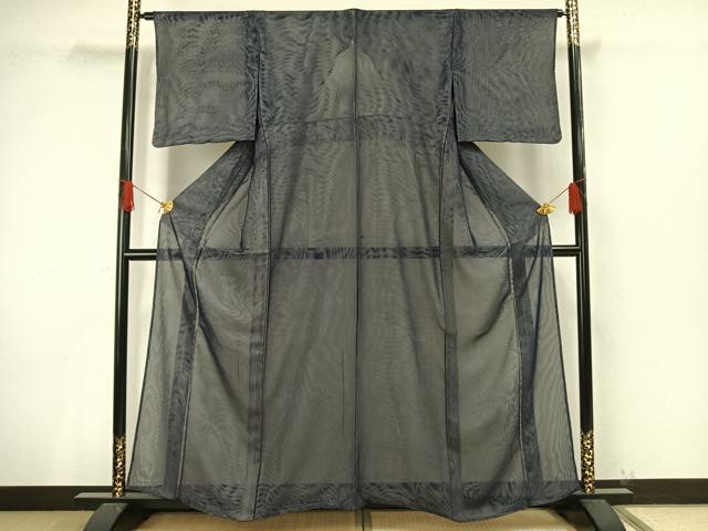 平和屋着物▽上質な色無地 無双 紗袷 紗×紗 留紺色 正絹 逸品 未使用 AAAV8502fy