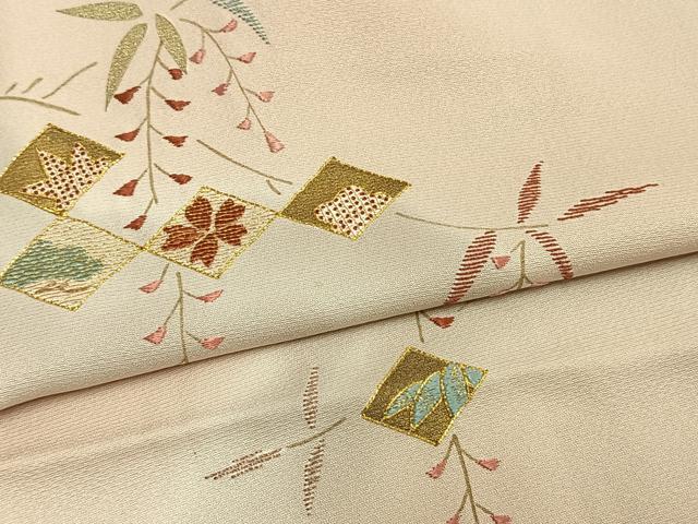 平和屋着物▽訪問着 単衣 駒刺繍 菱花文 暈し染め 金彩 やまと誂製 正絹 逸品 AAAV8504fy