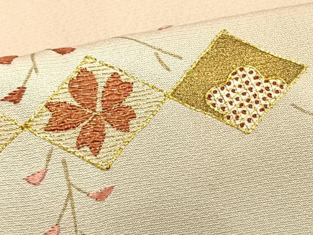 平和屋着物▽訪問着 単衣 駒刺繍 菱花文 暈し染め 金彩 やまと誂製 正絹 逸品 AAAV8504fy