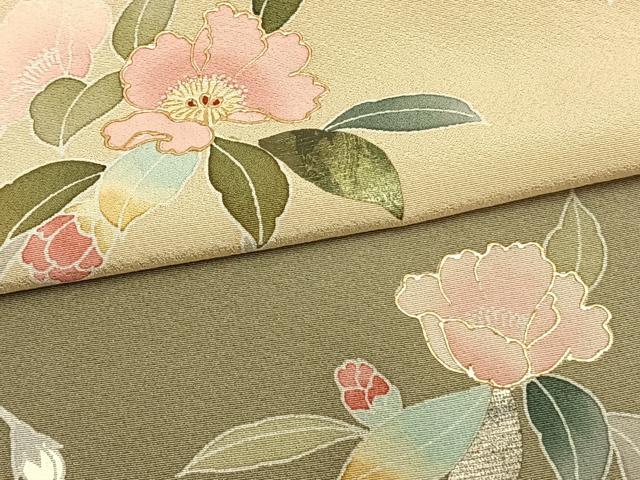 平和屋着物▽訪問着 単衣 草花文 暈し染め 金彩 正絹 逸品 AAAV8514fy