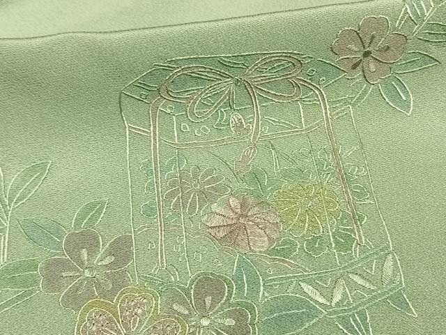 平和屋着物▽訪問着 単衣 中国三大刺繍 汕頭刺繍 スワトウ刺繍 総刺繍 貝桶花文 正絹 逸品 未使用 AAAV8520fy