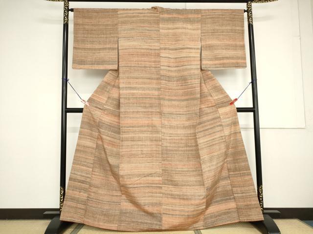 平和屋着物●上質な紬 横段文 正絹 逸品 AAAV8918ma