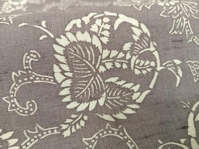 平和屋着物●上質な小紋 紬地 型染め 草花丸文 正絹 逸品 AAAV9024np