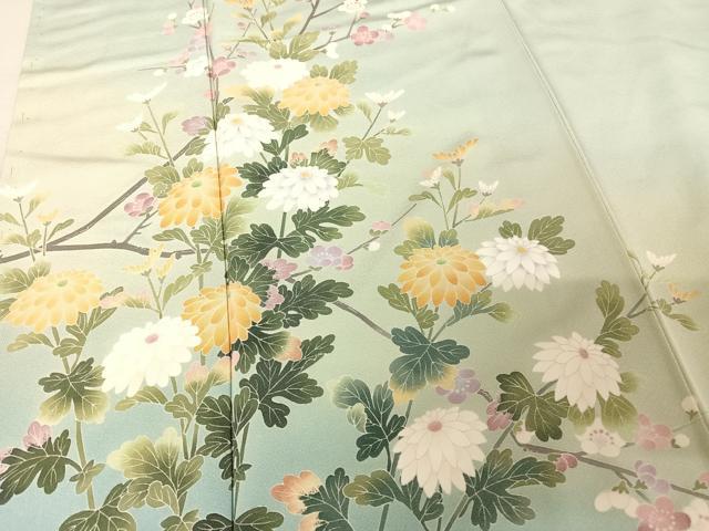 平和屋着物●十日町友禅 女流作家 遠田藤舟 訪問着 草花文 正絹 逸品 未使用 AABI0005cs