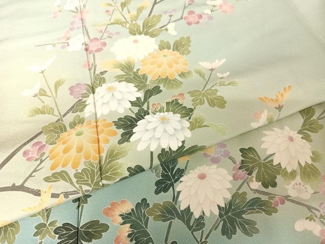 平和屋着物●十日町友禅 女流作家 遠田藤舟 訪問着 草花文 正絹 逸品 未使用 AABI0005cs