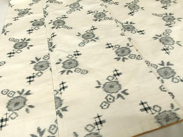 平和屋着物●上質な紬 草花文 正絹 逸品 AAAV9092np