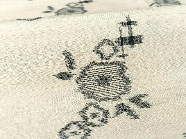 平和屋着物●上質な紬 草花文 正絹 逸品 AAAV9092np
