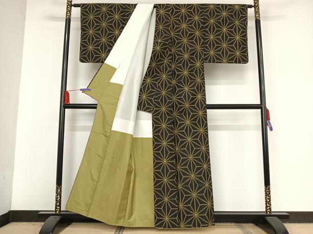 平和屋着物●本場村山大島紬 麻の葉文様 正絹 逸品 AAAV9093np