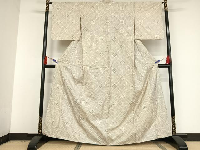 平和屋着物●本場大島紬 白大島 花菱文 高島屋扱い 正絹 逸品 AAAV9117np