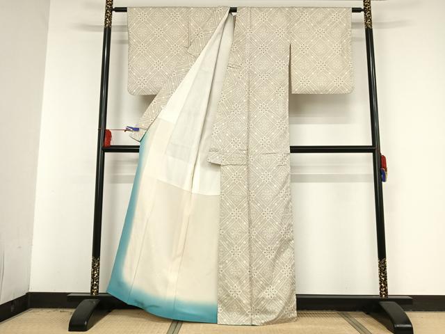 平和屋着物●本場大島紬 白大島 花菱文 高島屋扱い 正絹 逸品 AAAV9117np
