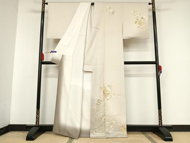 平和屋着物●訪問着 駒刺繍 色紙花文 金糸 金彩 正絹 逸品 AAAV9120np