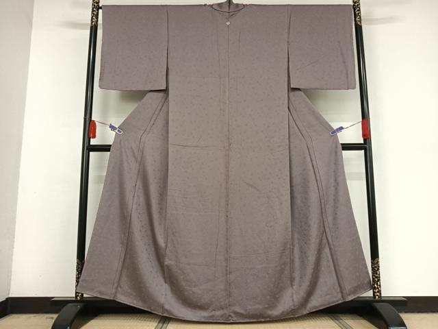 平和屋着物●上質な色無地 花唐草地紋 紫苑色 正絹 逸品 未使用 AAAV9177np