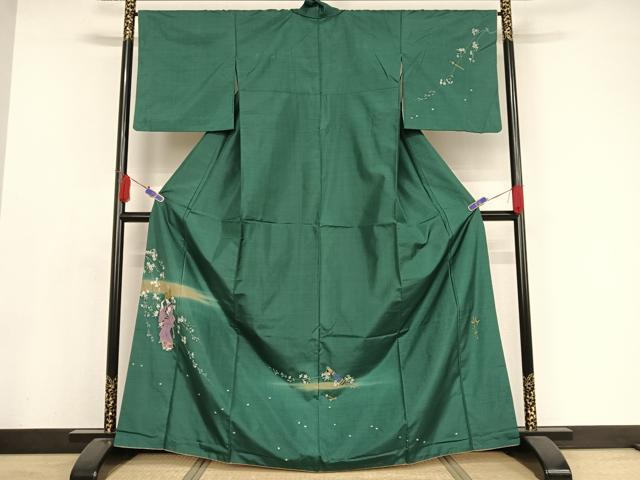 平和屋着物●女優・吉永小百合 本場大島紬 訪問着 手描き 女人文 暈し染め 正絹 逸品 AAAV9190np