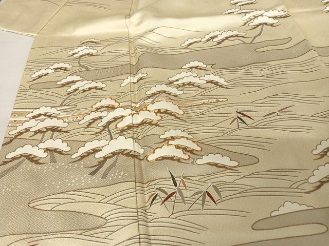 平和屋着物●訪問着 駒刺繍 松文 金糸 金彩 正絹 逸品 AAAV9199np