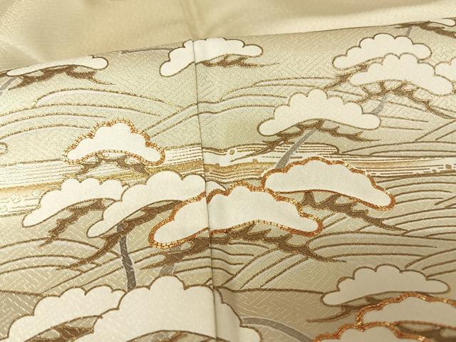 平和屋着物●訪問着 駒刺繍 松文 金糸 金彩 正絹 逸品 AAAV9199np