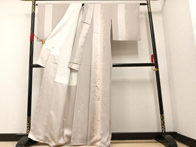 平和屋着物●訪問着 刺繍 草花間道 金彩 正絹 逸品 AAAV9406ph
