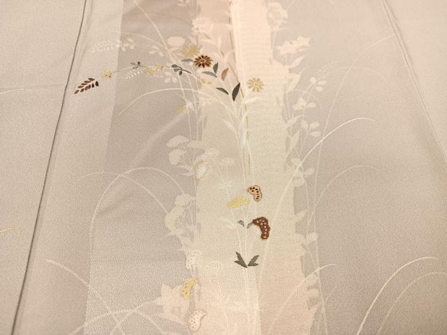 平和屋着物●訪問着 刺繍 草花間道 金彩 正絹 逸品 AAAV9406ph
