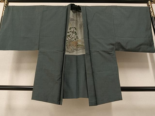 平和屋着物●男性 本場大島紬 アンサンブル 100亀甲 総詰め 正絹 逸品 AAAV9423ph