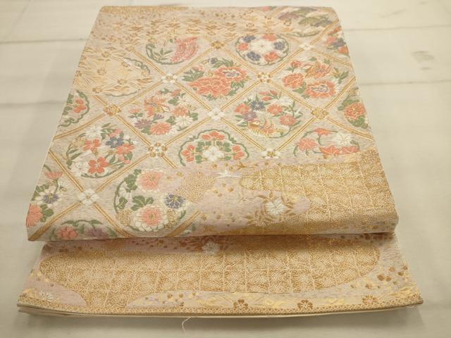 平和屋着物◎六通柄袋帯 唐織 花のしらべ 金糸 正絹 逸品 AAAV9641sw