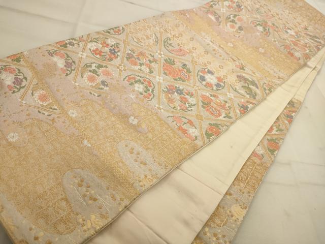 平和屋着物◎六通柄袋帯 唐織 花のしらべ 金糸 正絹 逸品 AAAV9641sw