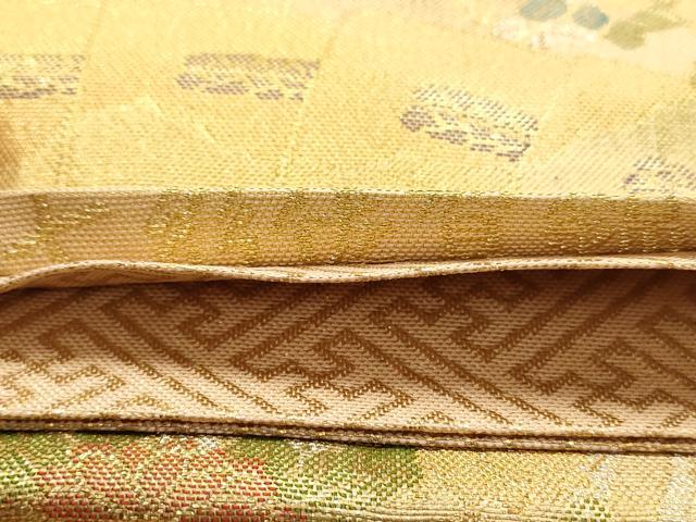 平和屋着物◎七彩佐賀錦 六通柄袋帯 扇面花文 金銀糸 正絹 逸品 AAAV9723dt
