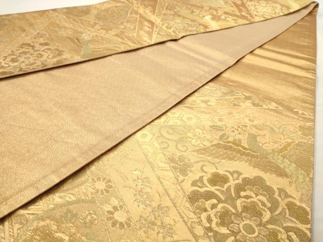 平和屋着物◎佐賀錦 六通柄袋帯 更紗花鳥文 金糸 正絹 逸品 AAAV9738dt