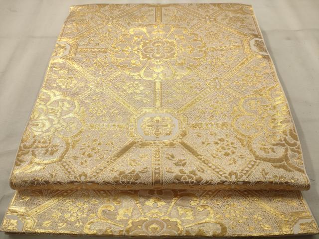 平和屋着物◎六通柄袋帯 正倉院花文 金糸 正絹 逸品 AAAV9749dt