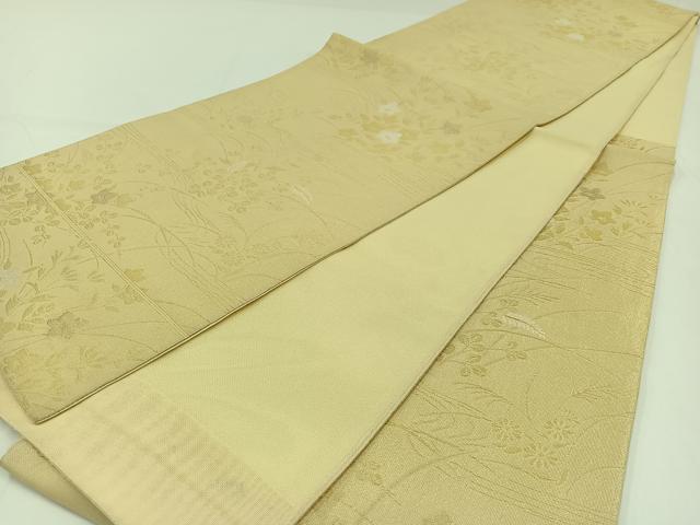 平和屋着物*夏物 六通柄袋帯 流水草花文 金糸 正絹 逸品 AAAV9778jh