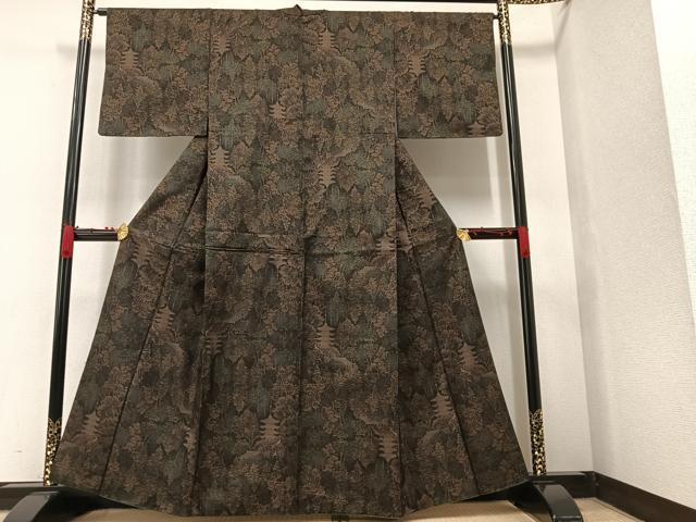 平和屋着物●本場大島紬 9マルキ 風景樹林文 正絹 逸品 AAAW0004ph
