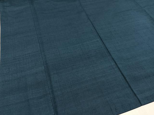 平和屋着物●男性 紬 色無地 青藍色 正絹 逸品 AAAW0007ph
