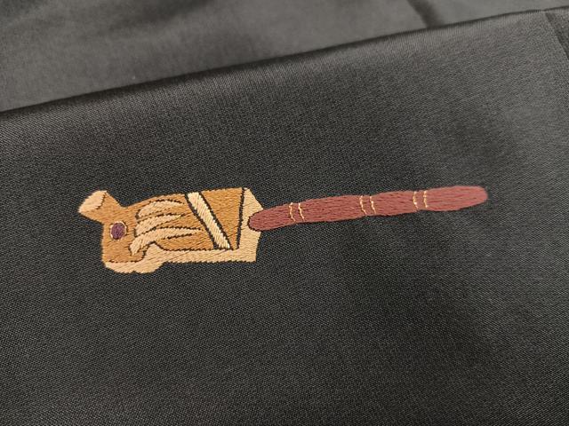 平和屋着物●訪問着 刺繍 玩具文 百入茶色 正絹 逸品 AAAW0009ph