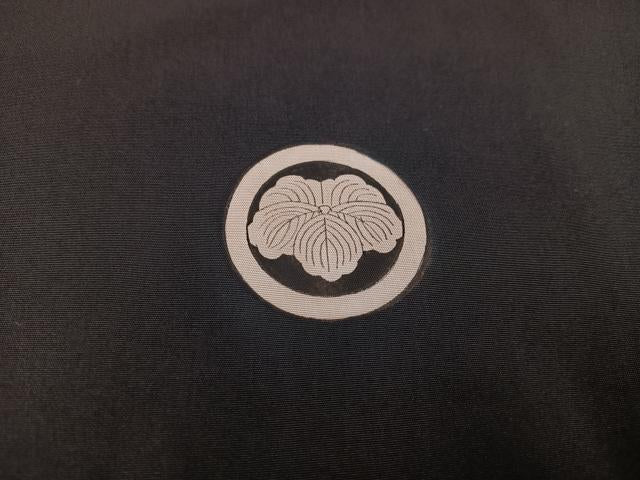 平和屋着物●男性 黒紋付 羽織セット 正絹 逸品 AAAW0020ph