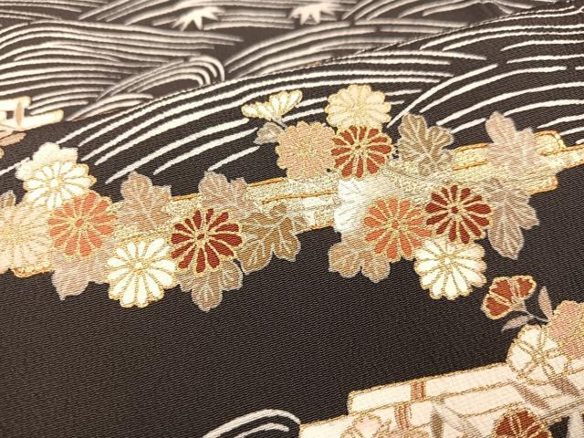 平和屋着物●銀座きしや 訪問着 駒刺繍 立波花筏文 金彩 正絹 逸品 AAAW0033ph