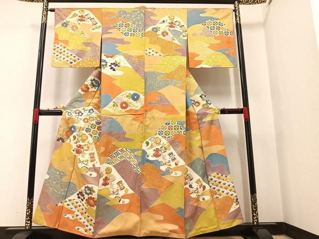 平和屋着物●訪問着 駒刺繍 吉祥花宝尽くし 金彩 正絹 逸品 AAAW0055ph
