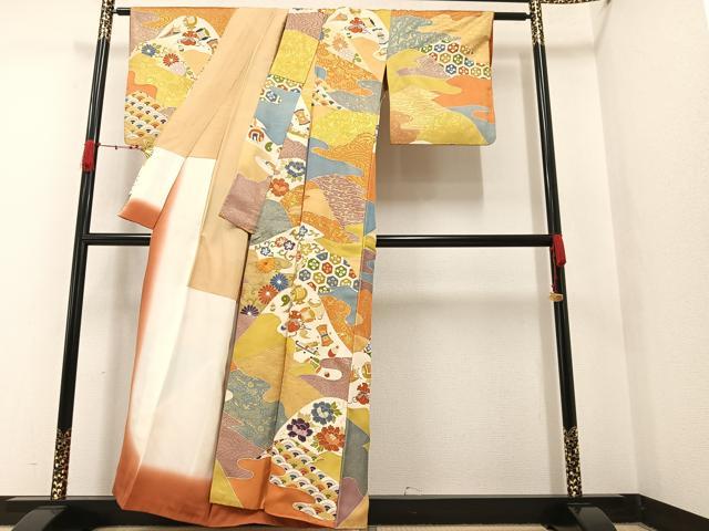 平和屋着物●訪問着 駒刺繍 吉祥花宝尽くし 金彩 正絹 逸品 AAAW0055ph