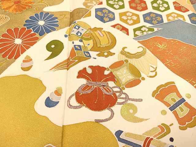 平和屋着物●訪問着 駒刺繍 吉祥花宝尽くし 金彩 正絹 逸品 AAAW0055ph
