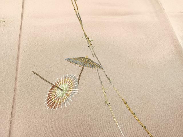 平和屋着物●訪問着 中国三大刺繍 相良刺繍 番傘 正絹 逸品 AAAW0068ph