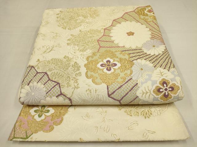 平和屋着物▼六通柄袋帯 御香染 宮むらさき 舞花文 金糸 正絹 逸品 AAAW0494wj