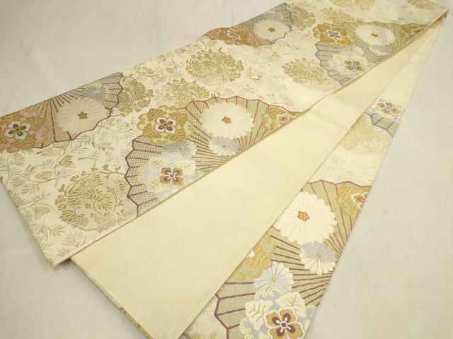 平和屋着物▼六通柄袋帯 御香染 宮むらさき 舞花文 金糸 正絹 逸品 AAAW0494wj