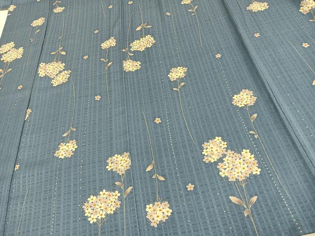 平和屋着物▽上質な小紋 単衣 草花文 正絹 逸品 AAAW1243fy