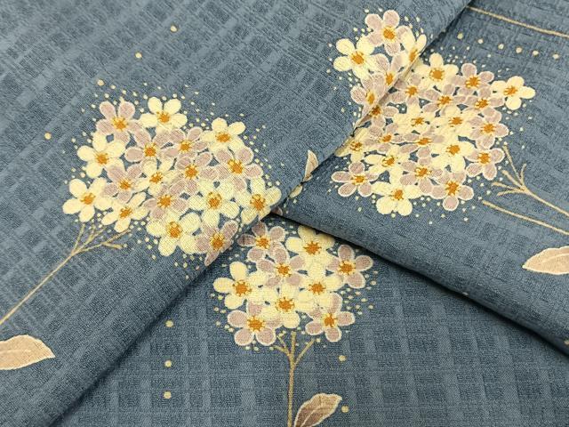 平和屋着物▽上質な小紋 単衣 草花文 正絹 逸品 AAAW1243fy