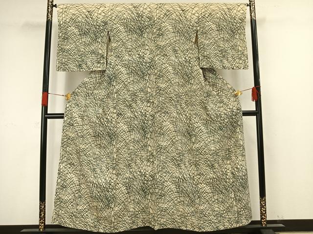 平和屋着物▽訪問着 単衣 型染め 芝草文 三越扱い 正絹 逸品 AAAW1248fy