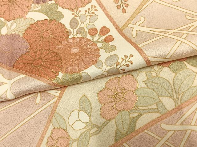 平和屋着物▽訪問着 単衣 刺繍 草花文 金彩 正絹 逸品 AAAW1262fy
