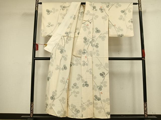 平和屋着物▽上質な小紋 単衣 手描き 南天文 正絹 逸品 AAAW1273fy